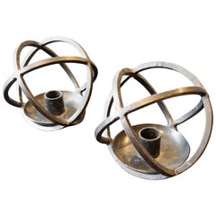 Charming Hand-Crafted Scandinavian Modern Iron Candle Holders, Norway, 1950s