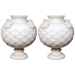 Pair of Classical Alabaster Carved Vases