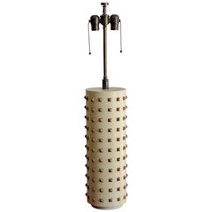 Used Large Studded Cylinder Table Lamp