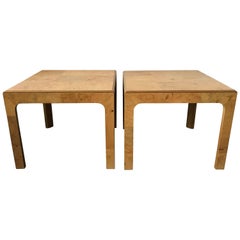 Pair of Henredon Scene Two Burl Olive Wood Side Tables