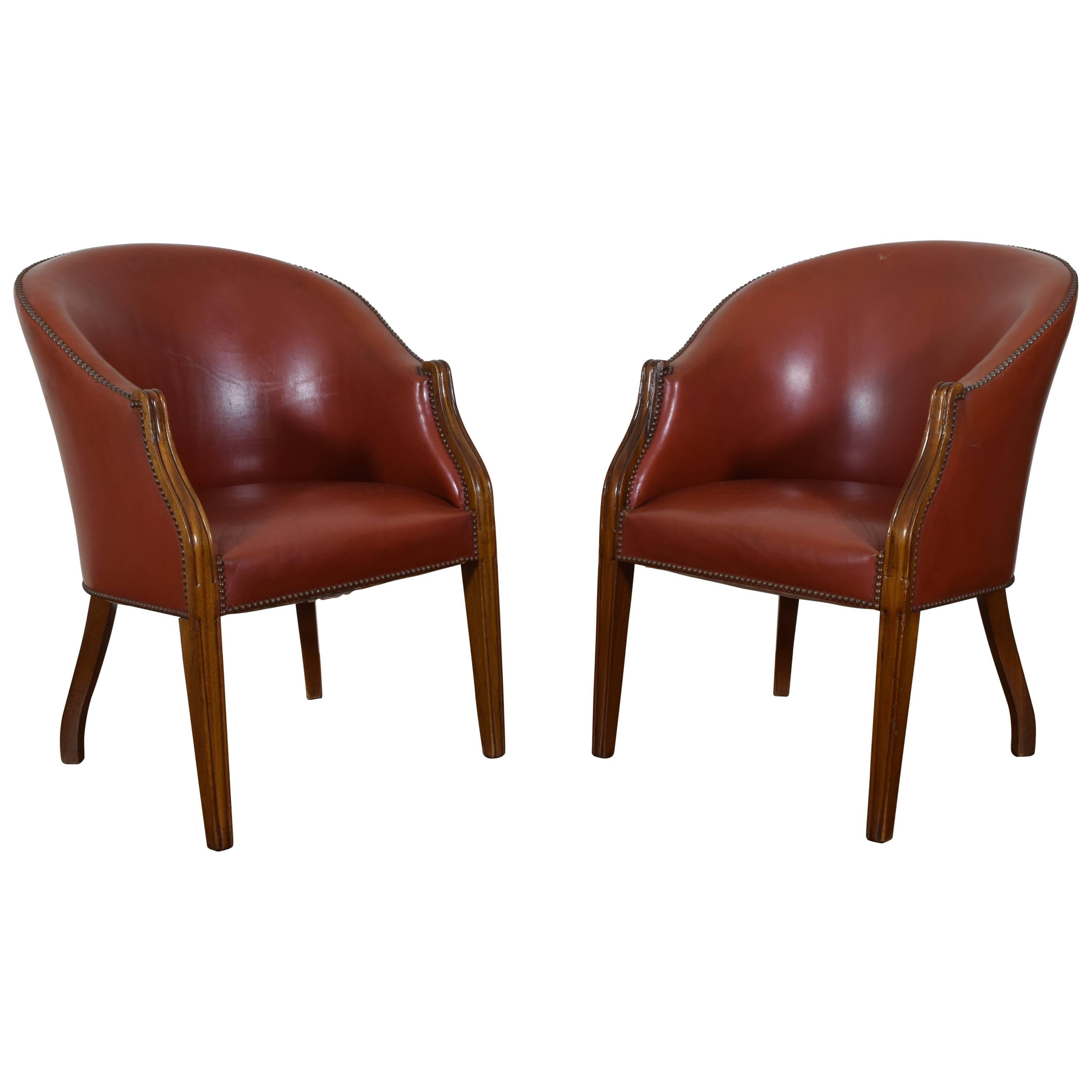 French Directoire Style Pair of Bucket Chairs