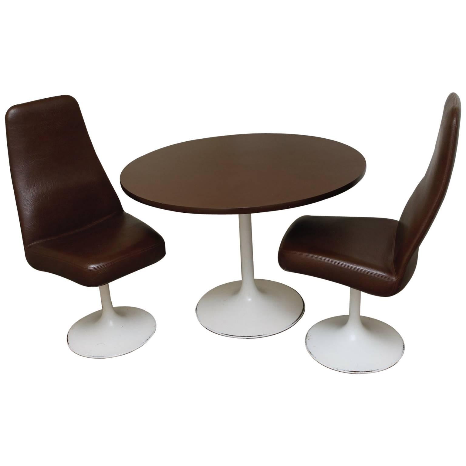 Two Chairs with Matching Table and Tulip foot by Johanson Design, Sweden, 1970s For Sale