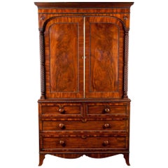 Superb William IV  Mahogany Linen Press