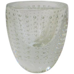 Designer Signed Clear Studio Art Glass Vase