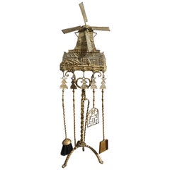 Brass Fireplace Tools with Windmills