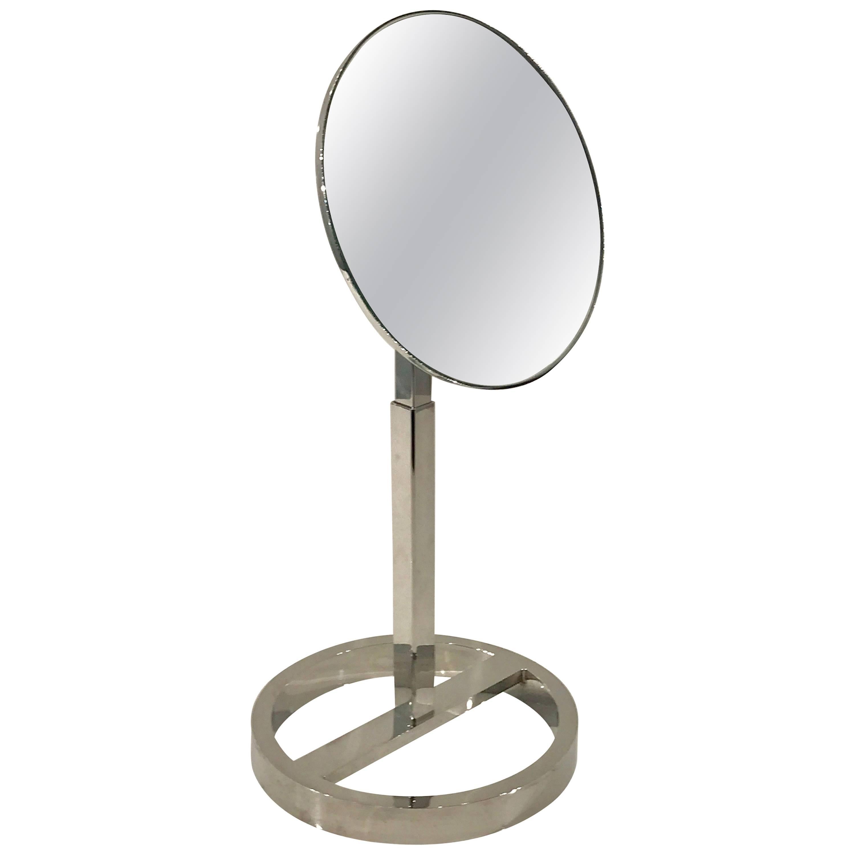 Midcentury Chrome Vanity Mirror in the Style of Milo Baughman