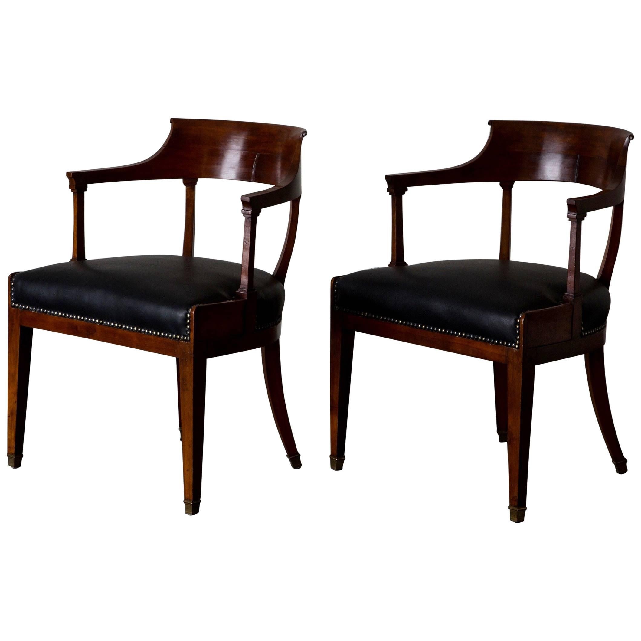 Armchairs Desk, Pair Swedish 19th Century Karl Johan Sweden