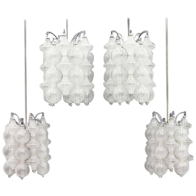 Set of Four Murano Glass Chandelier by Seguso, Italy, circa 1964
