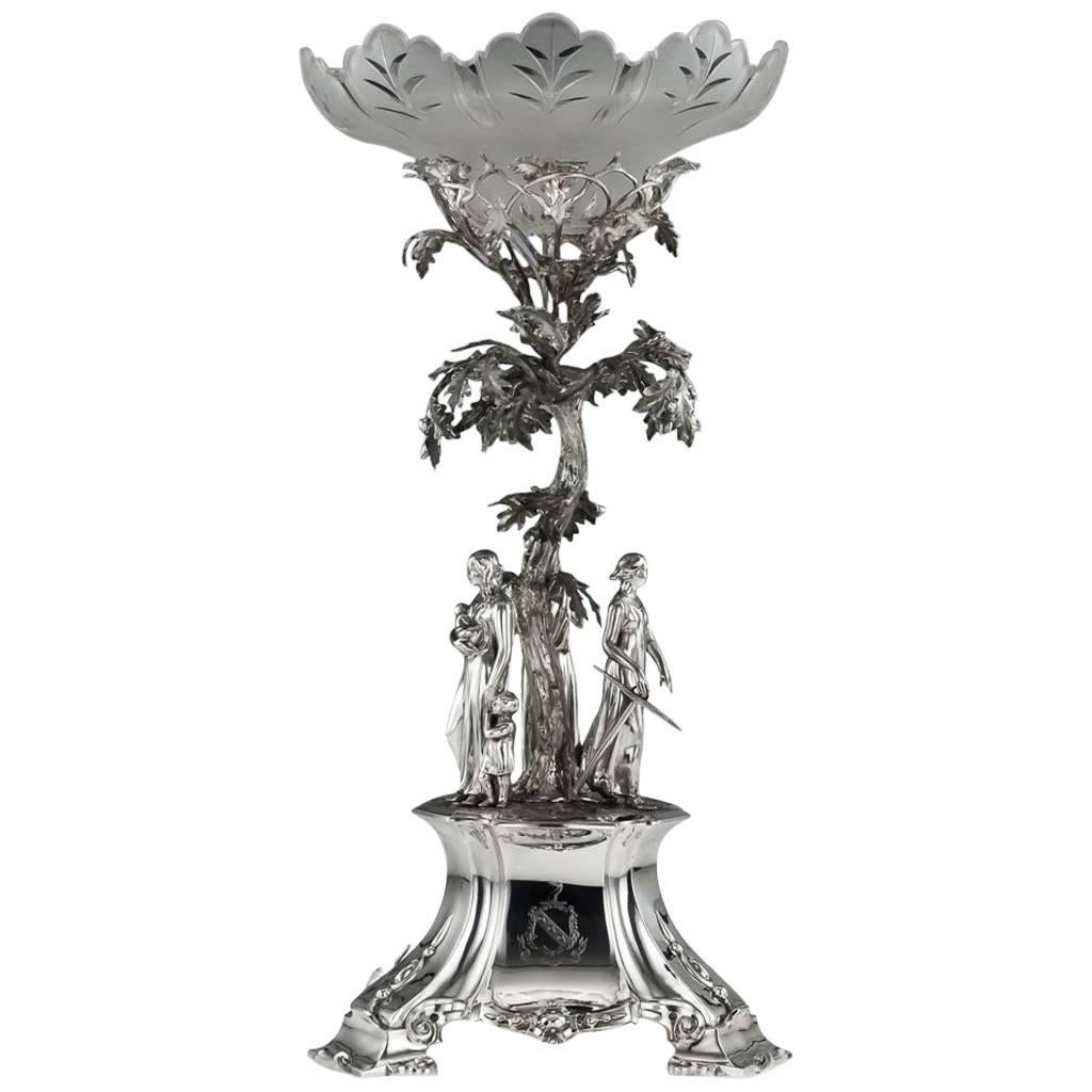 Antique 19th Century Victorian Solid Silver Figural Centrepiece, London