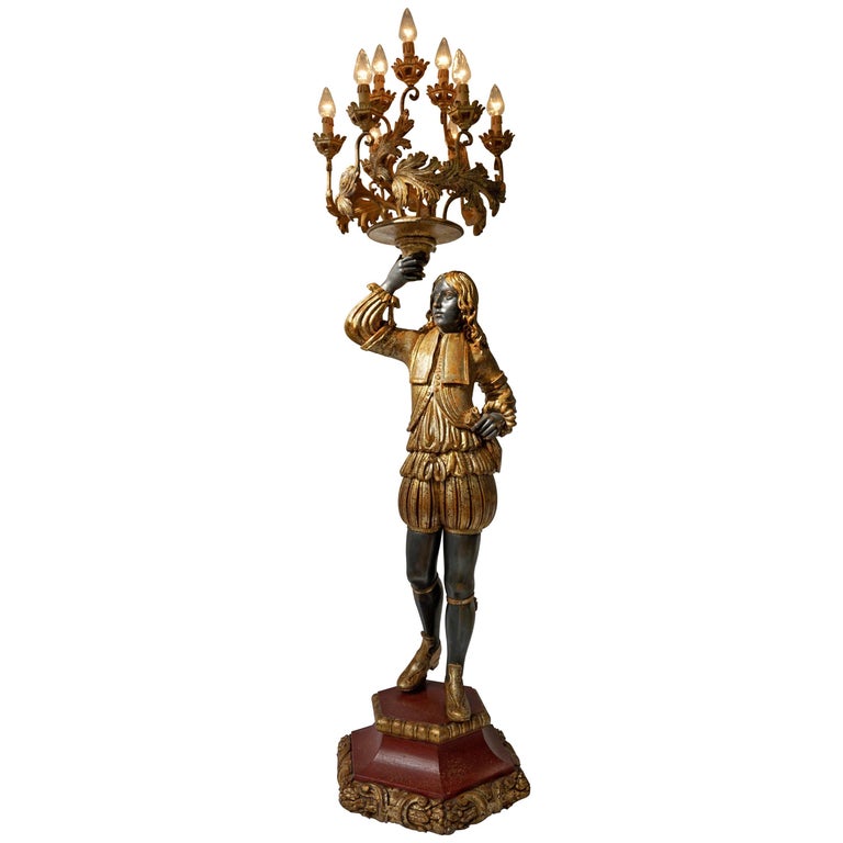 HandPainted and Gilded Candelabra Floor Lamp at 1stDibs