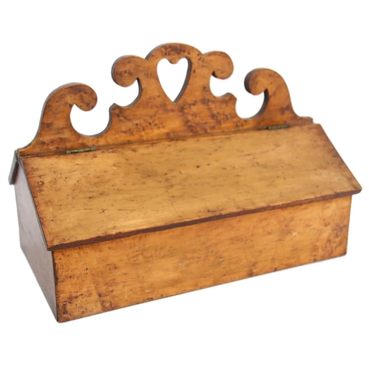 19th Century Pennsylvania Bird's-Eye Maple Veneer Utensil Box For Sale