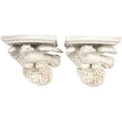 Pair of 19th Century Porcelain Eagle Form Wall Shelves