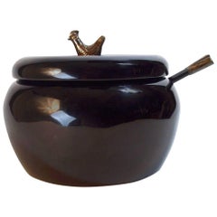 Lacquered Serving Bowl with Bird Finial