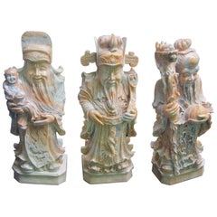 Set of Three Antique Style Asian Marble Statues