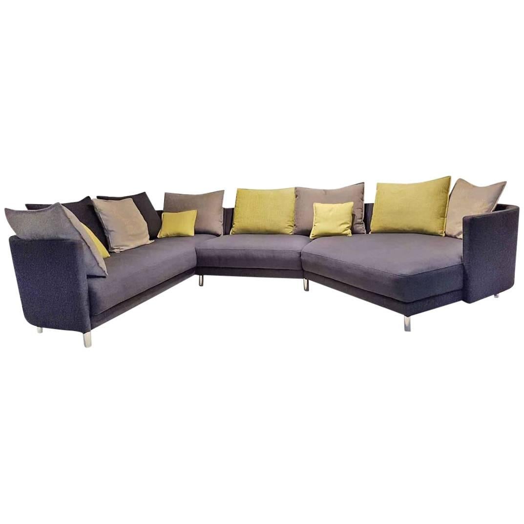 Sofa "Onda" by Manufacturer Rolf Benz in Grey Fabric and Chrome For Sale