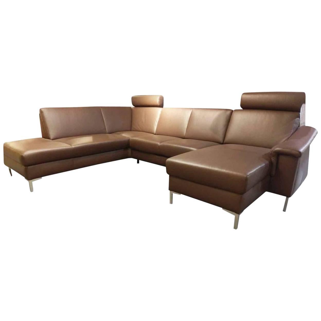 Sofa "Selection Plus" by Manufacturer E. Schillig in Metal and Genuine Leather For Sale