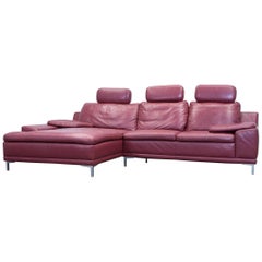 Mondo Designer Cornersofa Leather Red Function Couch Modern