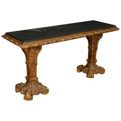 20th Century Spanish Gilt Console with Marble Top 20th Century Spanish Gilt Console with Marble Top