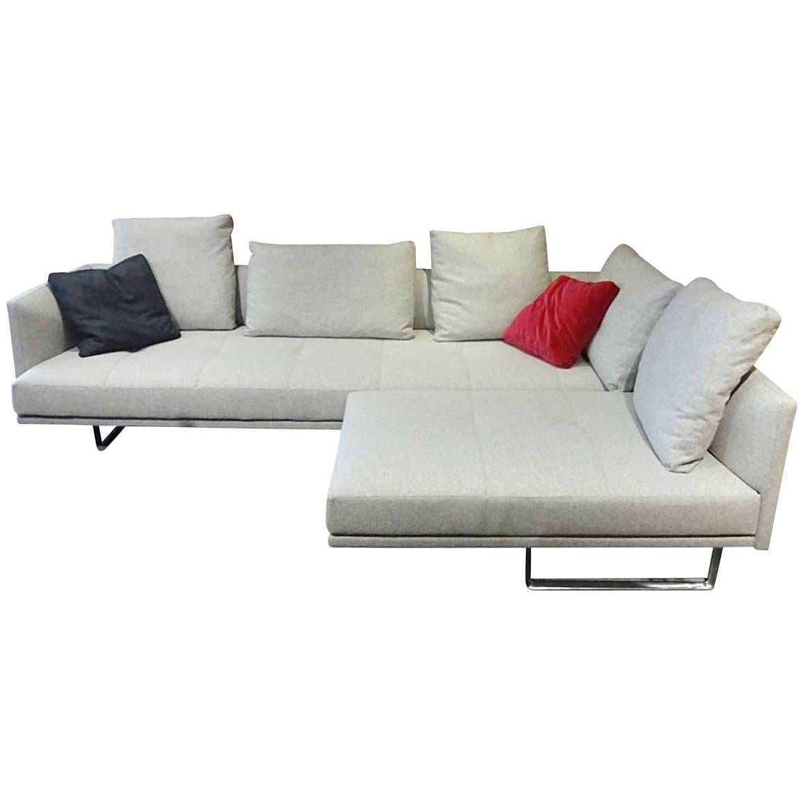 Sofa "Prime Time" by Manufacturer Bielefelder Werkstätten in Chrome and Fabric For Sale