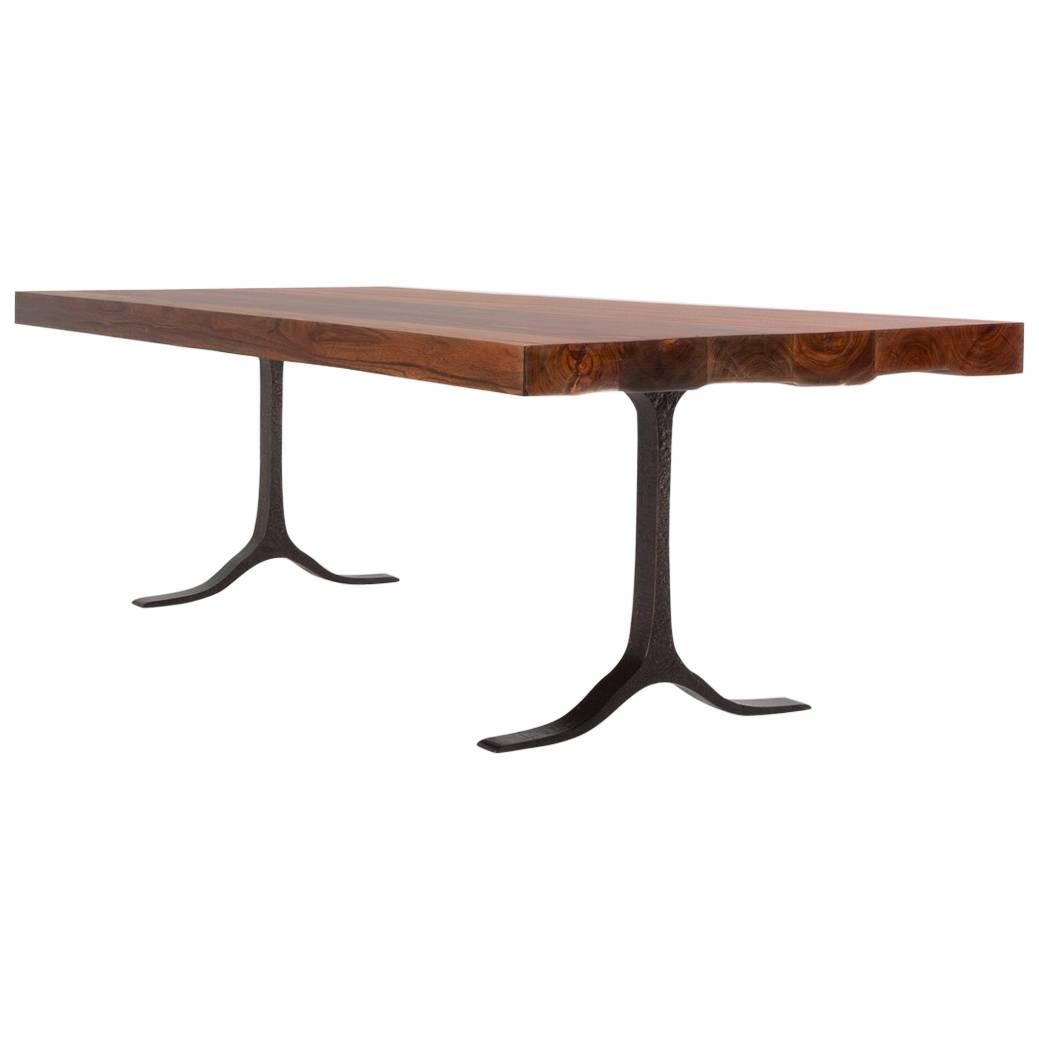 Bespoke Reclaimed Hardwood Table with Bronze Sculpture Structure, P. Tendercool For Sale