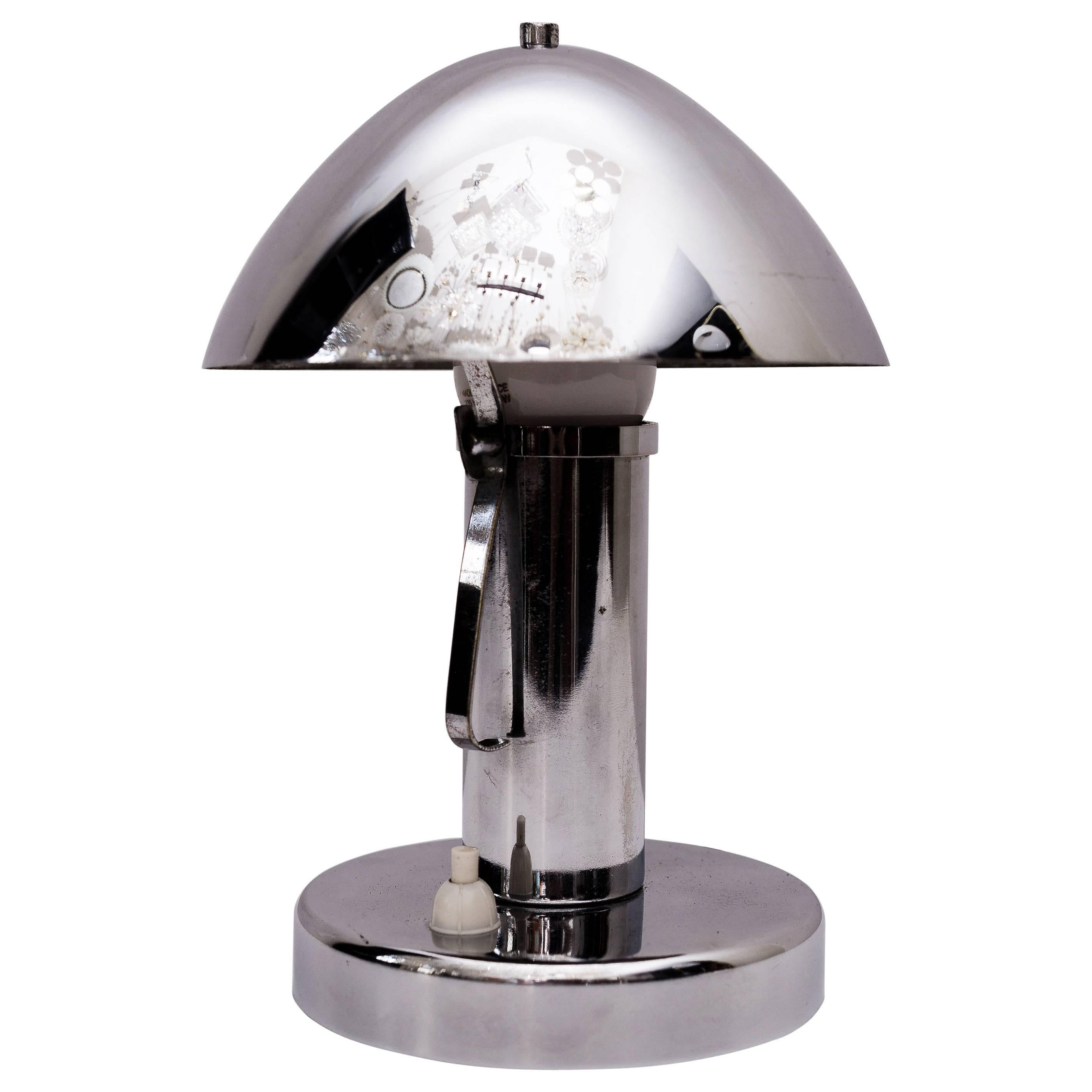 Art Deco Chrome Table Lamp with Tiltable Shade, circa 1920s For Sale