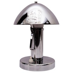 Art Deco Chrome Table Lamp with Tiltable Shade, circa 1920s