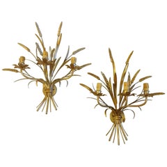 Pair of Italian Wheat Sheaf Wall Sconces