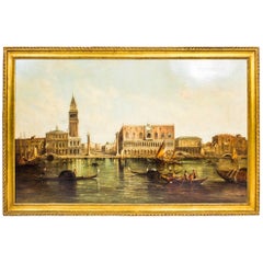 Antique Oil Painting Doge's Palace & St Marks Square Alfred Pollentine