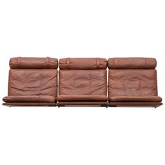 1960s Brown Leather Wall-Mounted Sofa by Fabricius / Kastholm