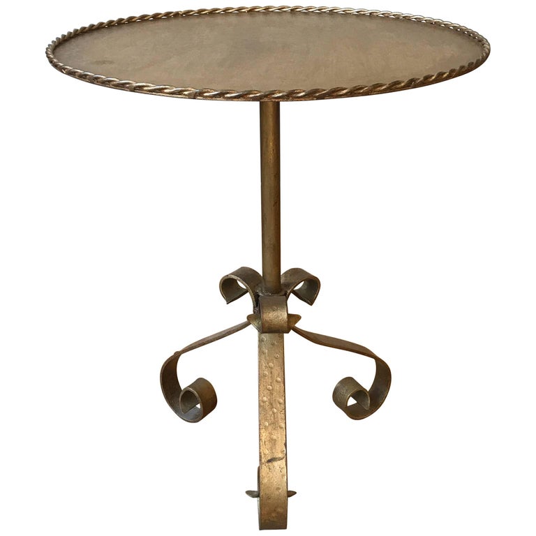 Gilt Metal Side Table on a Tripod Base at 1stDibs