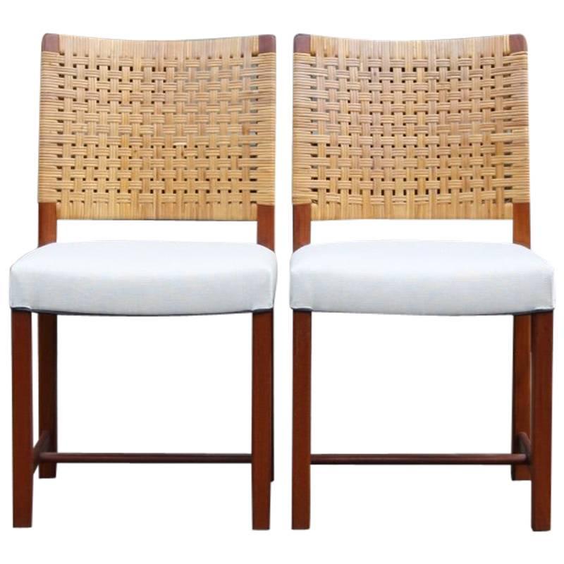 Carl-Gustav Hiort Af Ornäs, 1950s Set of Two Cane Dining Chairs