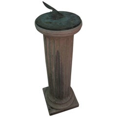 Antique Cast Stone Fluted Column Sundial
