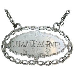 Antique George III Pierced Silver Wine Label 
Champagne
 Hester Bateman, circa 1775