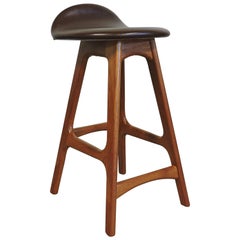 Erik Buck Midcentury Danish Modern Teak Counter Stool