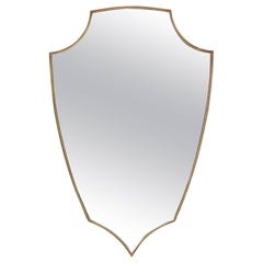shield shape wall mirror Brass Shield Shaped Wall Mirror, Italy, 1950s