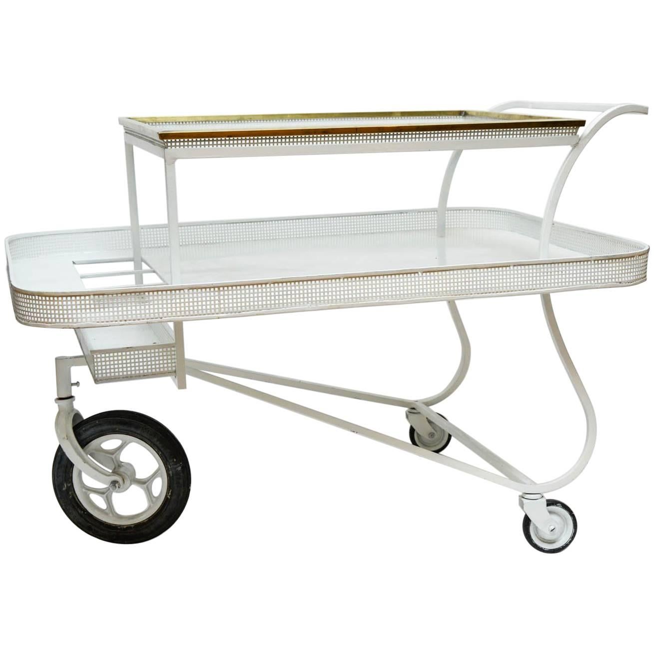 In the Style of Mathieu Mategot Serving Cart with Removable Tray  For Sale
