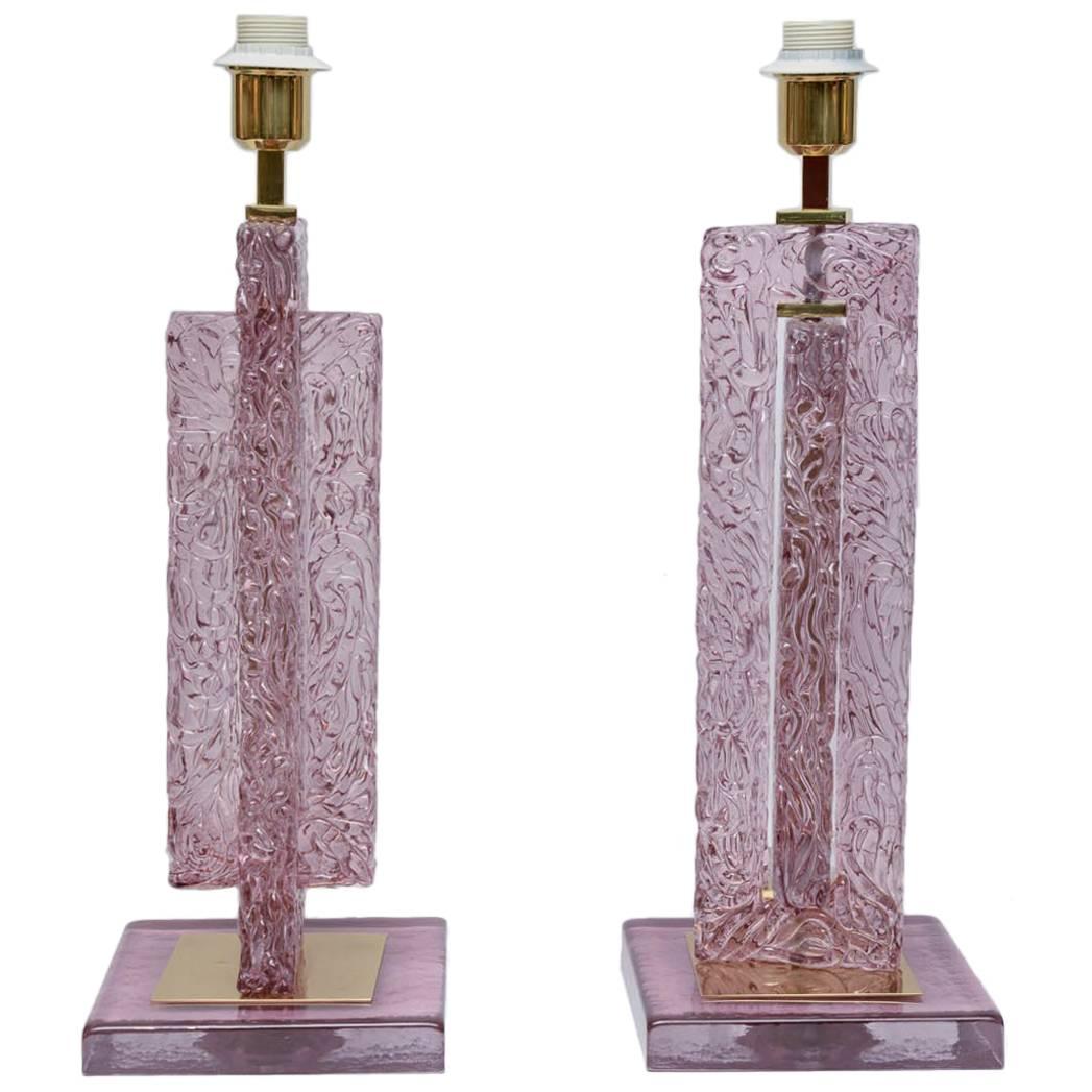 Pair of Table Lamps in Murano Glass