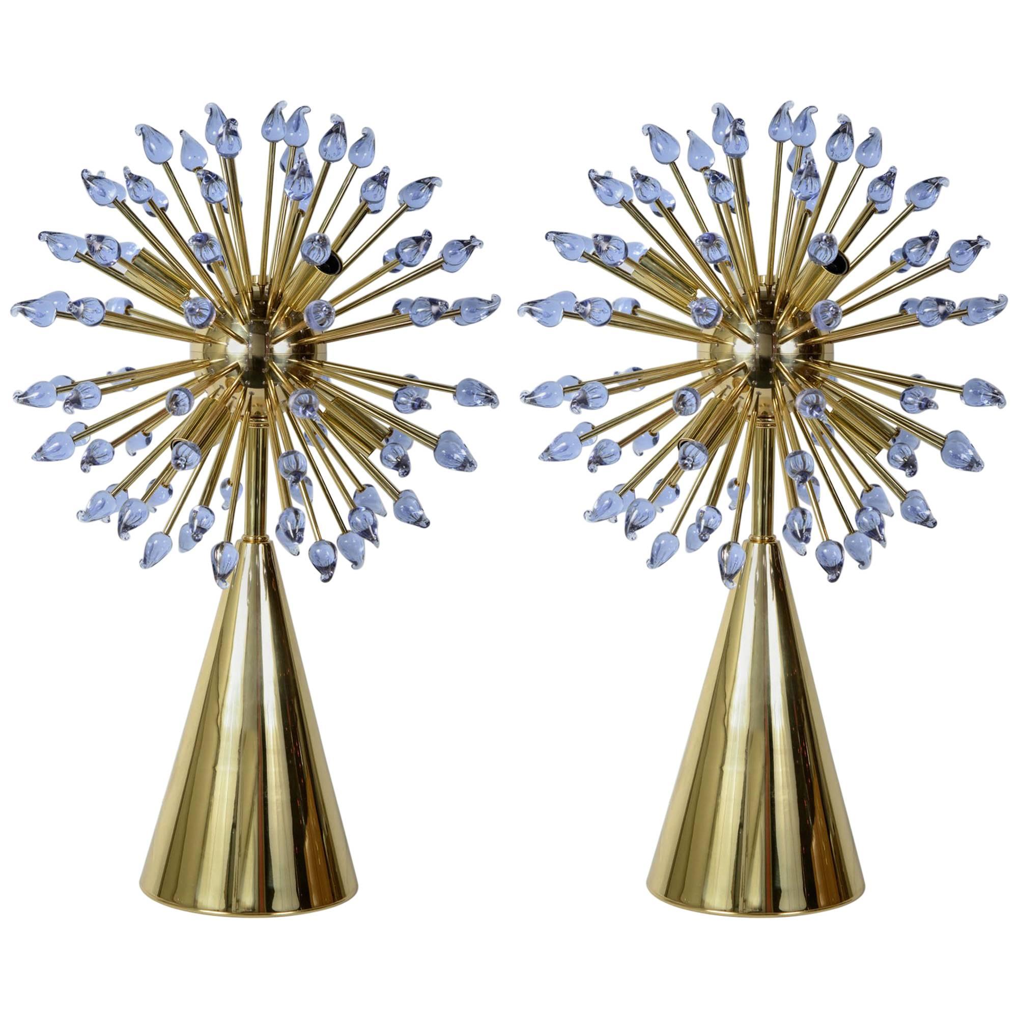 Paire de lampes de table « Spoutnik » en verre de Murano par Guanluca Fontana en vente