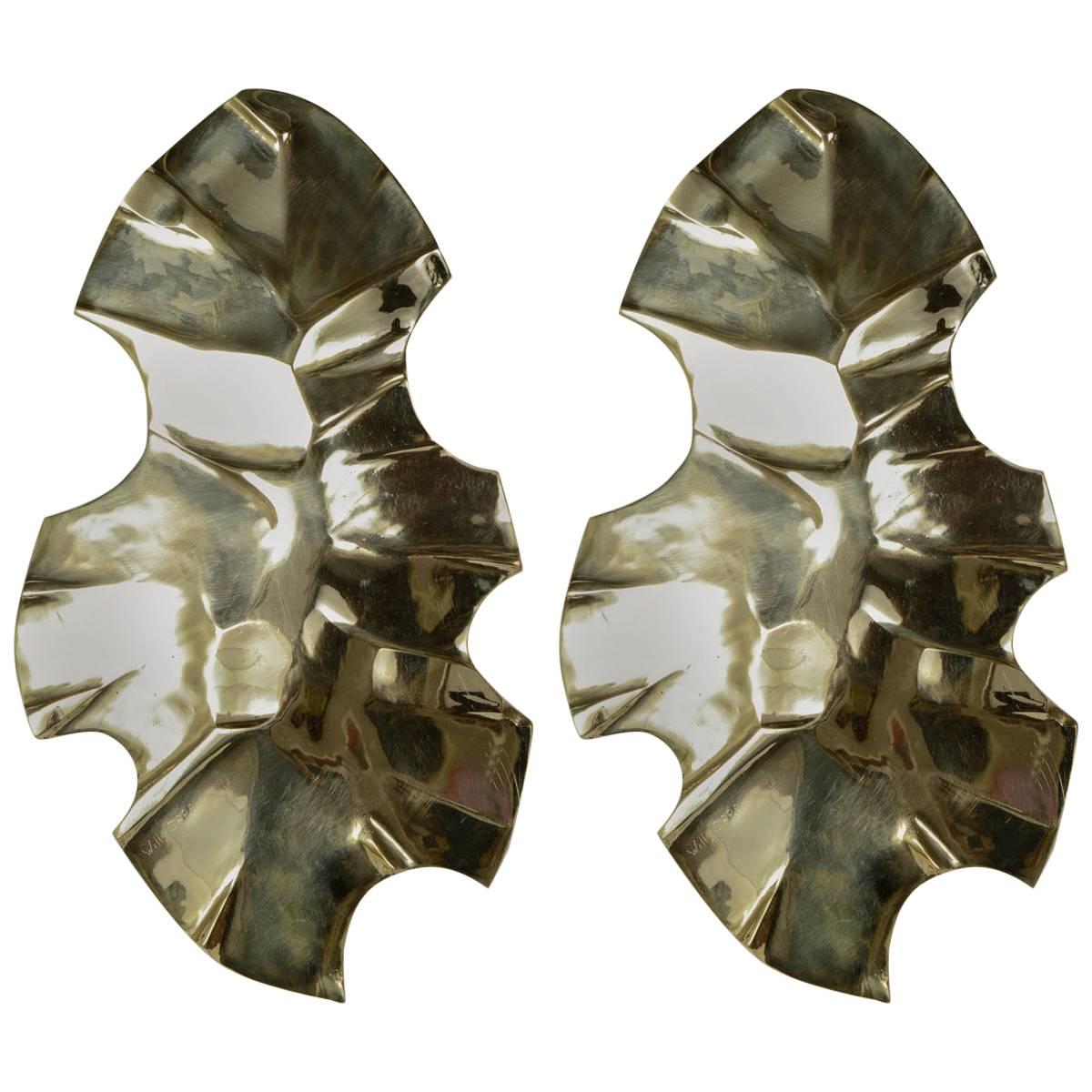 Pair of Bronze Sconces by Willy Daro For Sale