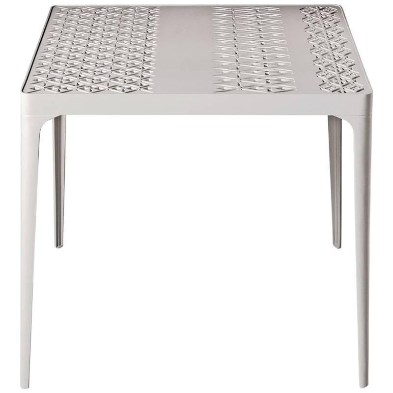 "Sunrise" White Painted Aluminum Square Table by L. and R. Palomba for Driade