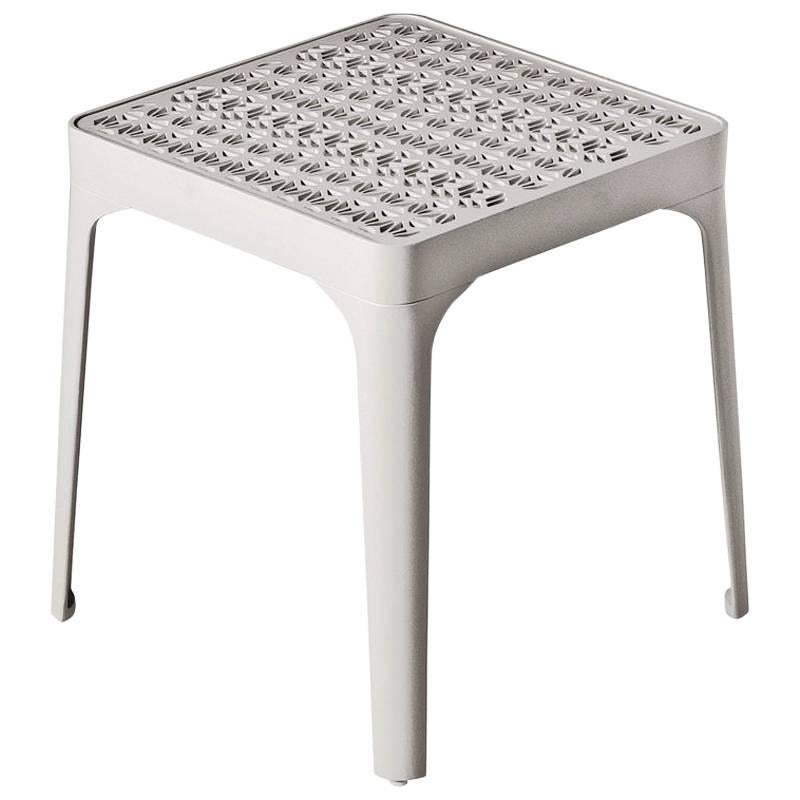 "Sunrise" White Painted Aluminum Side Table by L. and R. Palomba for Driade