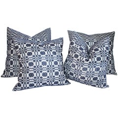 Antique Jacquard Coverlet Pillows, Collection of Four