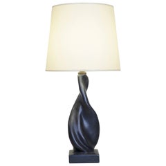 1970 Black Satin Ceramic Table Lamp