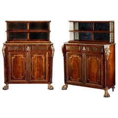 Pair of George III Rosewood & Brass Inlaid Side Cabinets John Mclean Attributed