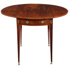 Antique George III Mahogany and Rosewood Banded Oval Pembroke Table