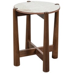 Solid Walnut & Ceramic Side Table by Mt. Washington Pottery for Collabs in Clay