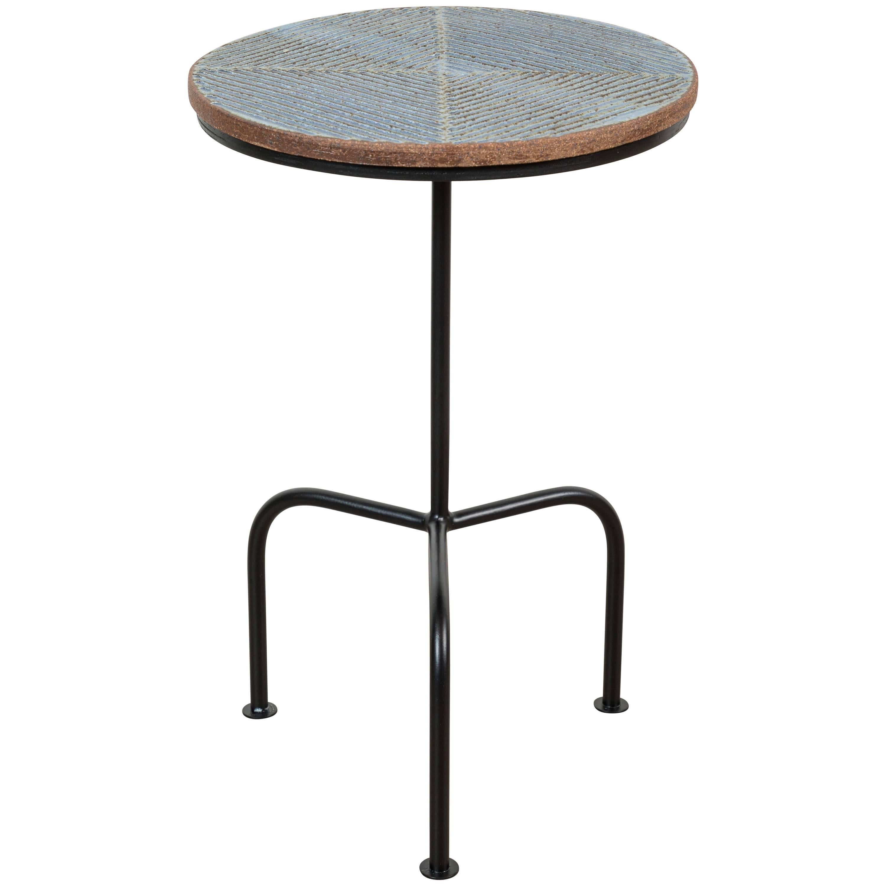 Steel and Ceramic Side Table by Mt. Washington Pottery for Lawson-Fenning