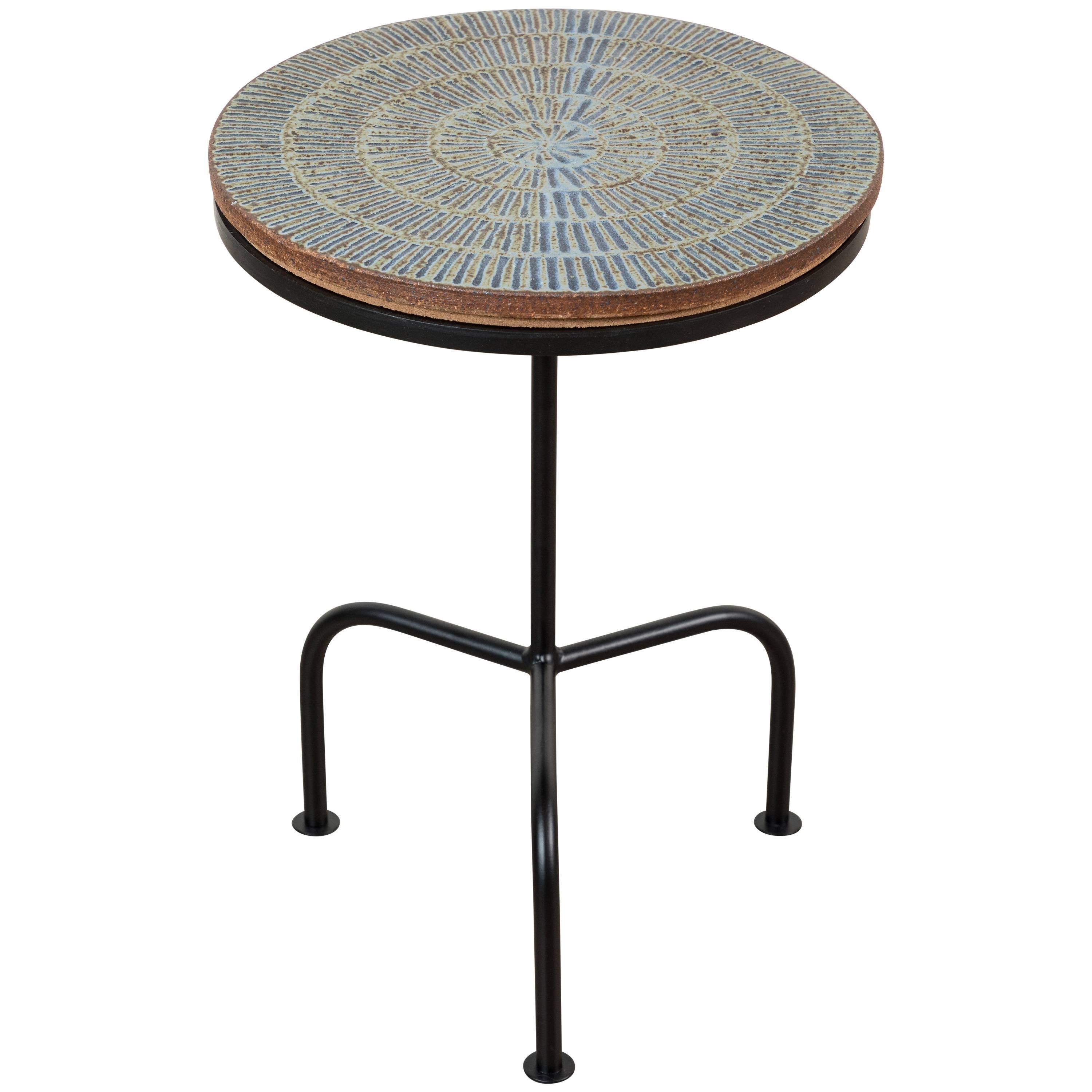 Steel and Ceramic Side Table by Mt. Washington Pottery for Collabs in Clay
