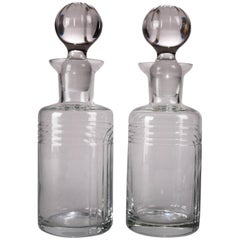 Pair of Vintage French Baccarat School Crystal Decanters with Stoppers