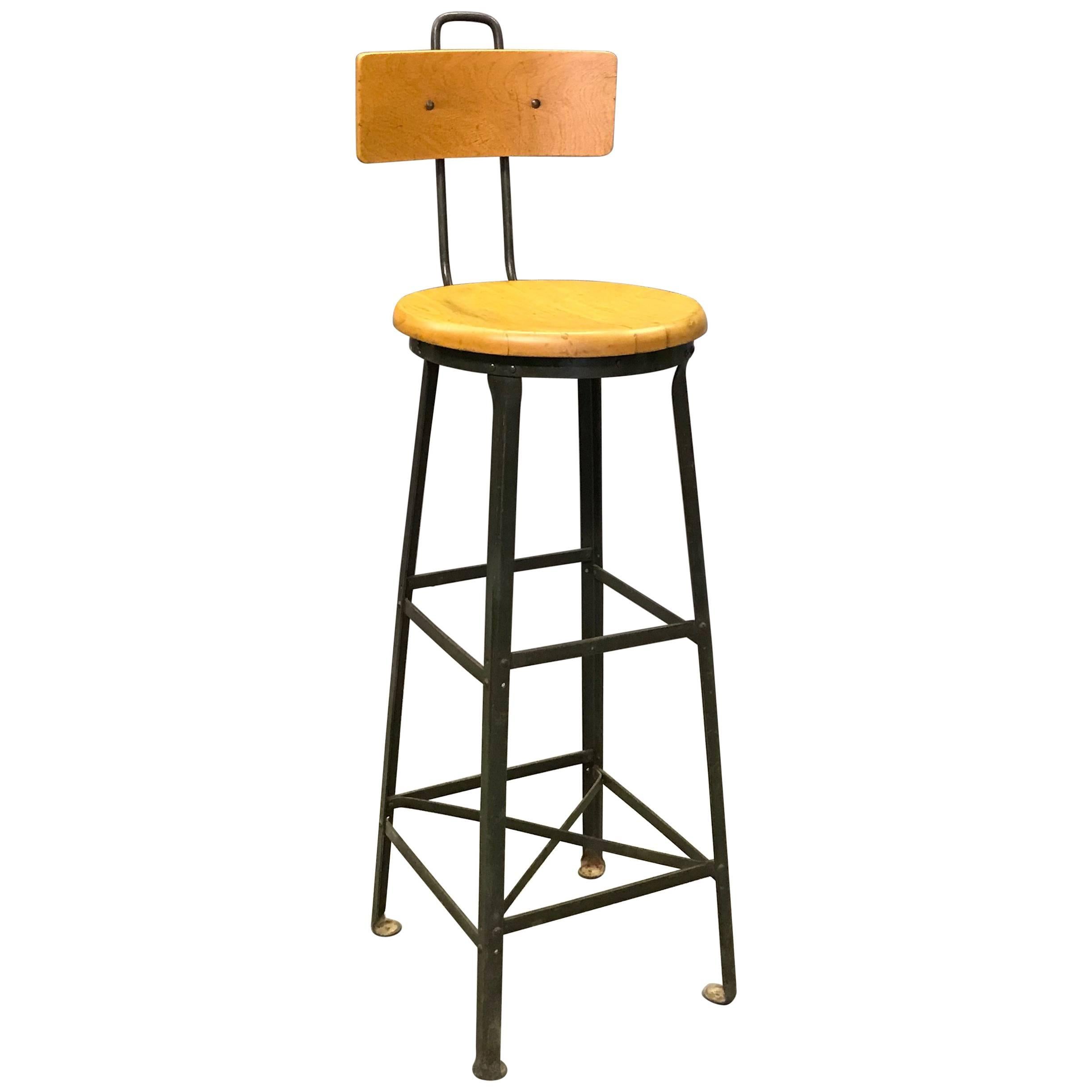 Tall Industrial Train Station Switchboard Operator Stool